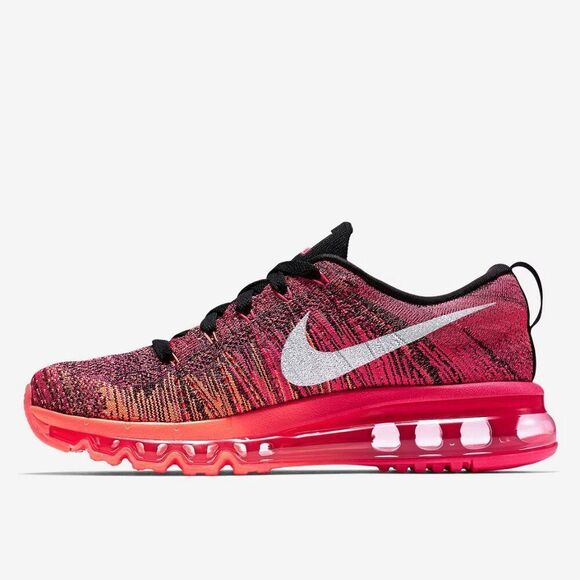 NEW NIKE FLYKNIT MAX 620659-006 Women Size 7.5 Black/White-Pink Foil-Hot Lava - Picture 5 of 7